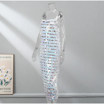 Slim Sequin Spaghetti Strap - Image 6
